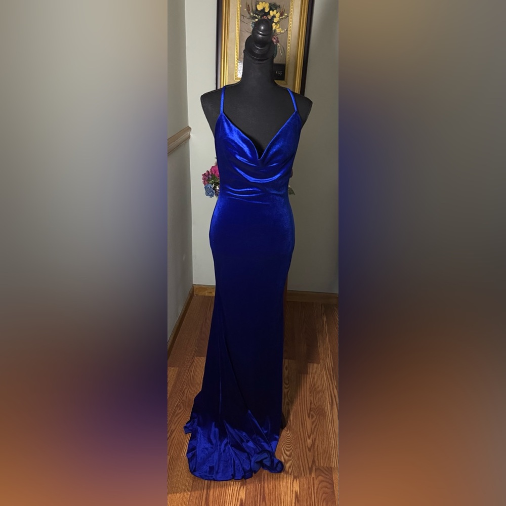 Blue velvet maxi dress, Size small